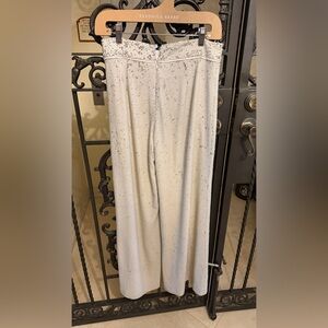 Alexis Cream Sequin Wide-Leg Pants. Size Medium